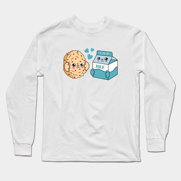 All i need is cookies and milk, Kawaii cookies and milk cartoon. Long Sleeve T-Shirt by JS ARTE